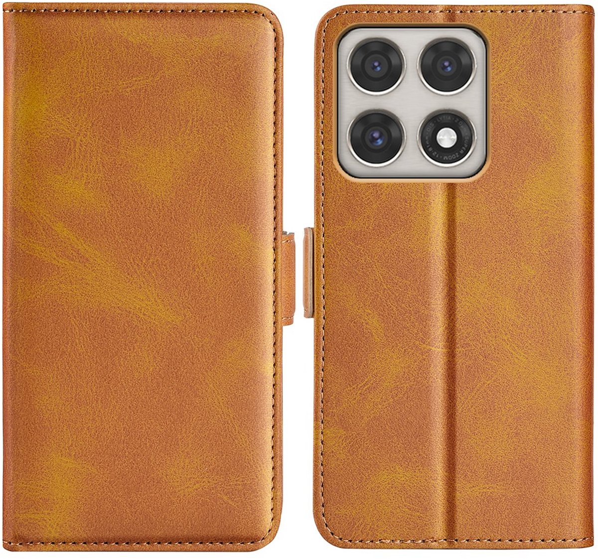 MobyDefend Hoesje - Geschikt voor Motorola Edge 70 Pro - Luxe Wallet Book Case (Sluiting Zijkant) - Lichtbruin
