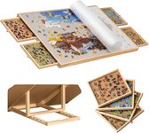 DreamGoods Puzzeltafel met Lades - 1500 Stukjes - In Hoogte Verstelbaar - Draaibaar Puzzelbord met Opbergsysteem - 100% Houten Puzzelplank - Puzzelmap - Puzzelmat - Portapuzzle - Puzzelplaat - 1000 tot 1500 stukjes