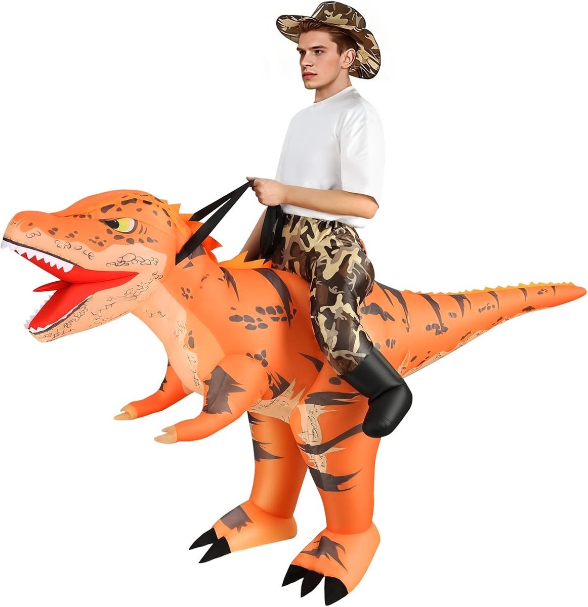 Grappig opblaasbaar T-Rex kostuum voor Halloween en kostuumfeesten, perfect voor cosplay en evenementen