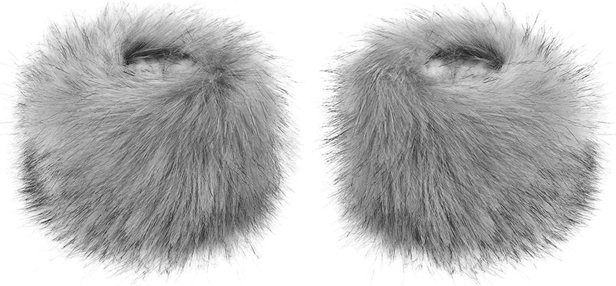 Zachte en Fluffy Faux Fur Polsverwarmers voor Dames - Tulpen Design in Grijs, Ideaal voor Koude Dagen en Comfortabel Gebruik