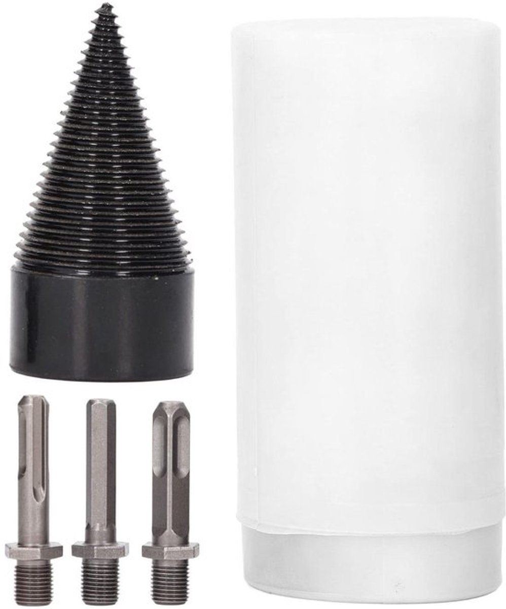 Ondersteuning Voor SEO - Producten Voor Huishoudelijk Gebruik - Zwarte Metalen Kegeldriver - 3 Stuks Houtsplijtboren - Elektrisch Hakgereedschap - Geschikt Voor Brandhout - 50 mm