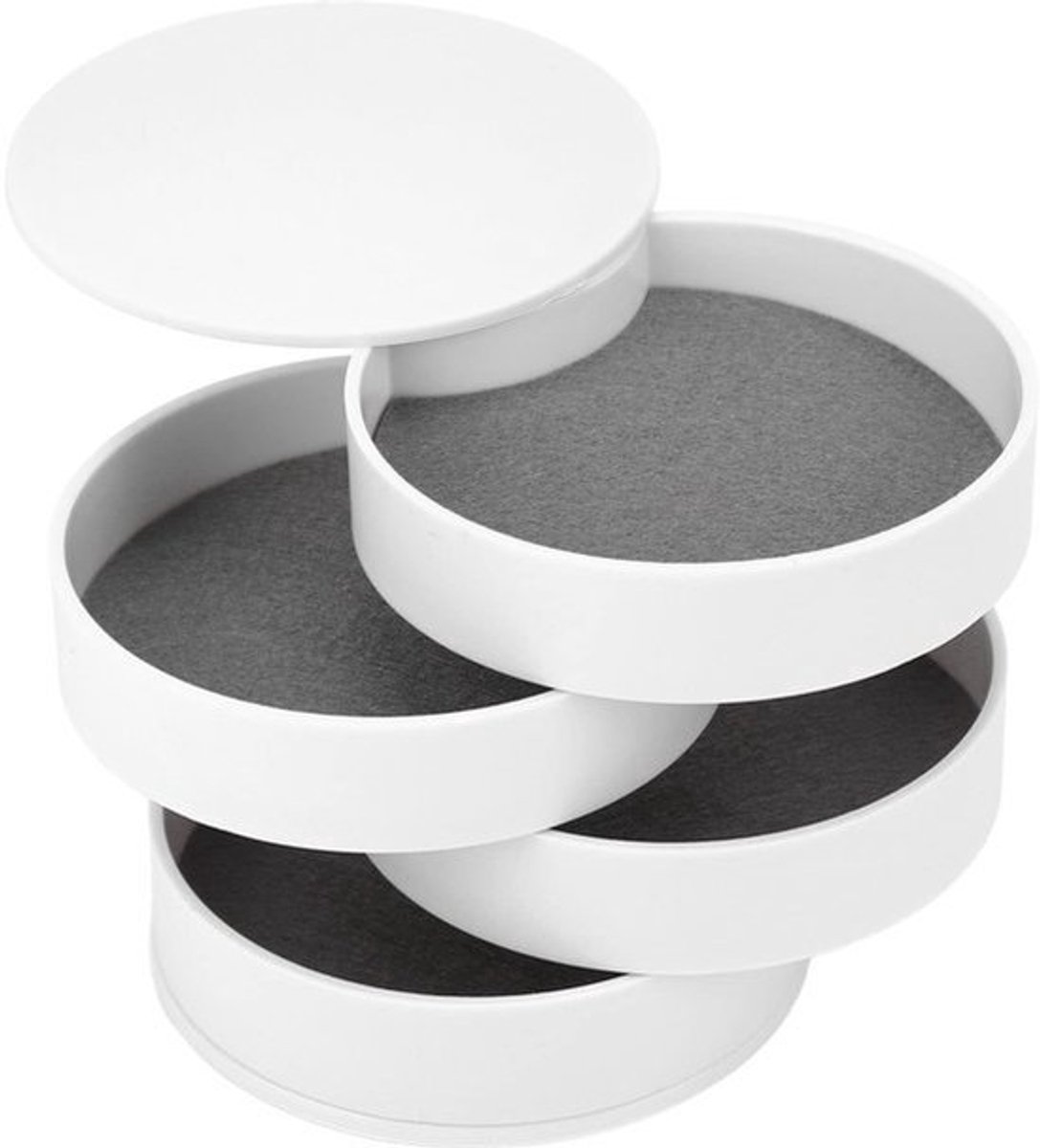 Sieraden Organizer 4-Lagen Rotatie Ontwerp - Oorknopjes Houder met Deksel - Voor Ringen, Halskettingen en Armbanden - Wit