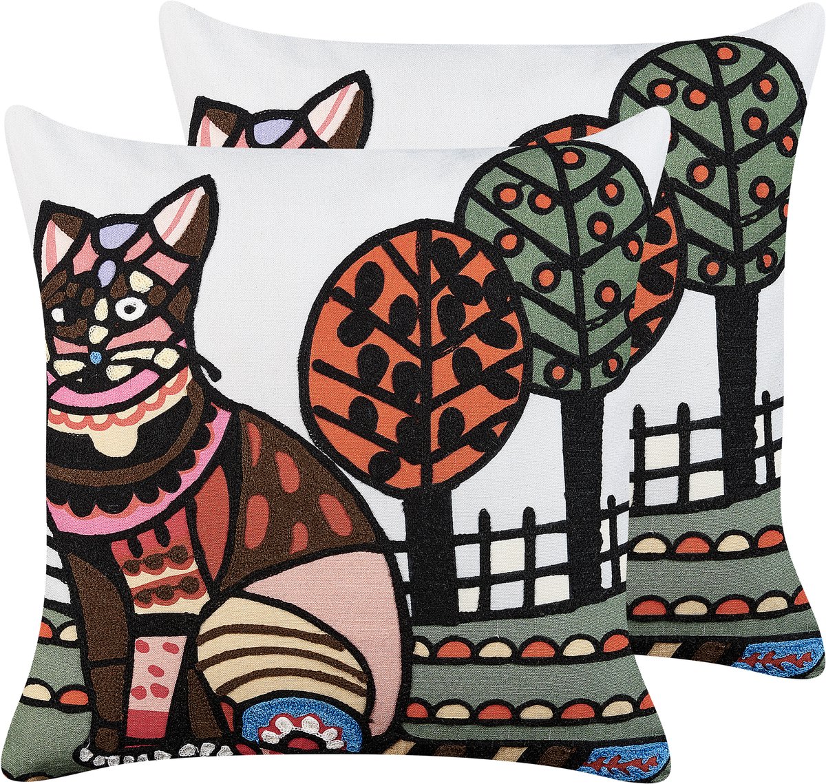 Beliani MEHSANA - Sierkussen set van 2 - Multicolor - 50 x 50 cm - Katoen Meerkleurig