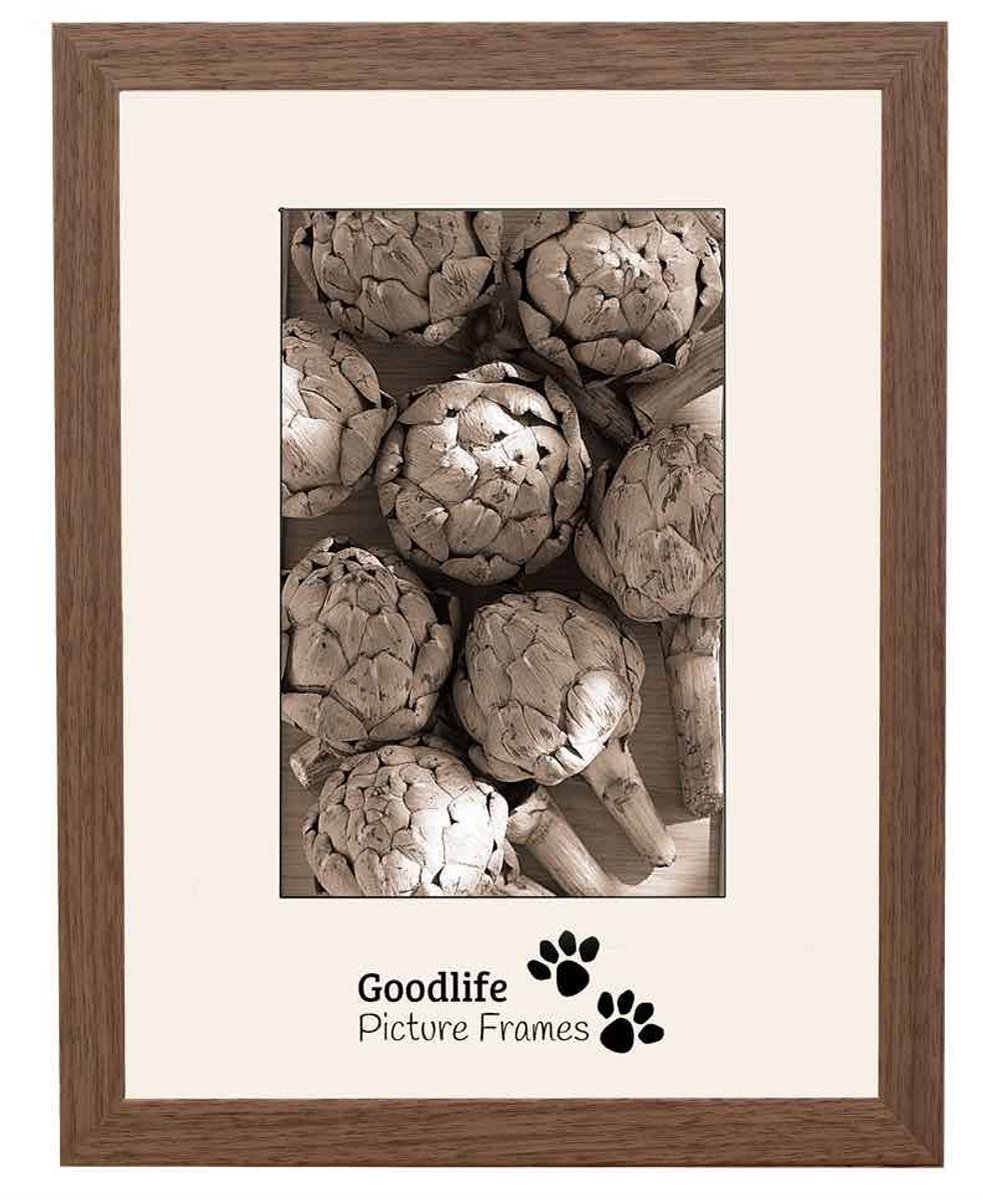 Houten Fotolijst Heritage Walnoot - 20x20 - Helderglas - 20 mm breed profiel - Goodlife Picture Frames