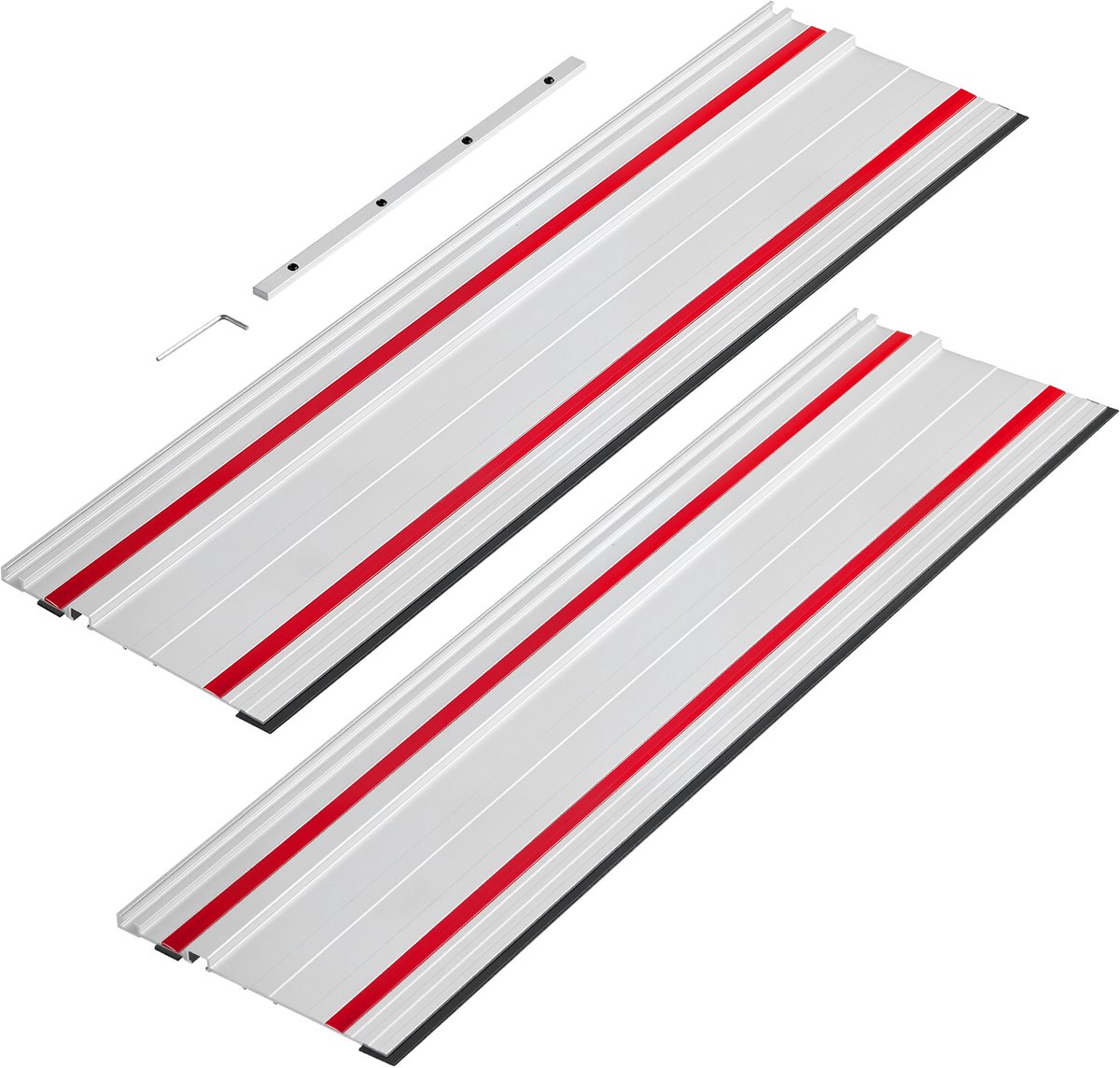 Geleiderailset voor Handcirkelzagen, Bestaande Uit 2 X 700 mm Aluminium Rails en 1 Verbindingsstuk, Geschikt voor Verschillende Merken Invalzagen en Ideaal voor Houtbewerkingsklussen