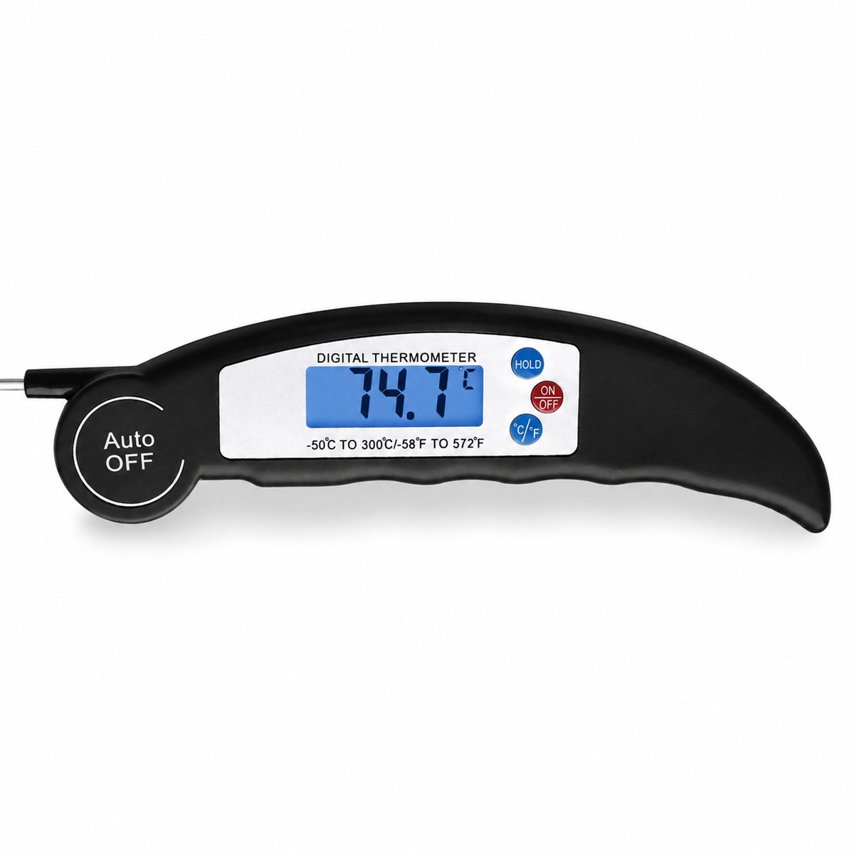 Digitale Vleesthermometer - Kernthermometer - Keukenthermometer - BBQ Thermometer - Voedselthermometer - Meetbereik -50 tot 300 °C - RVS Sonde - LCD Display - Magnetisch - Zwart