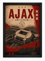 Affiche Ajax | Johan Cruijff ArenA Impression d'Art Vintage | Tableau Football Rétro Amsterdam | Cadre A4 Noir Inclus