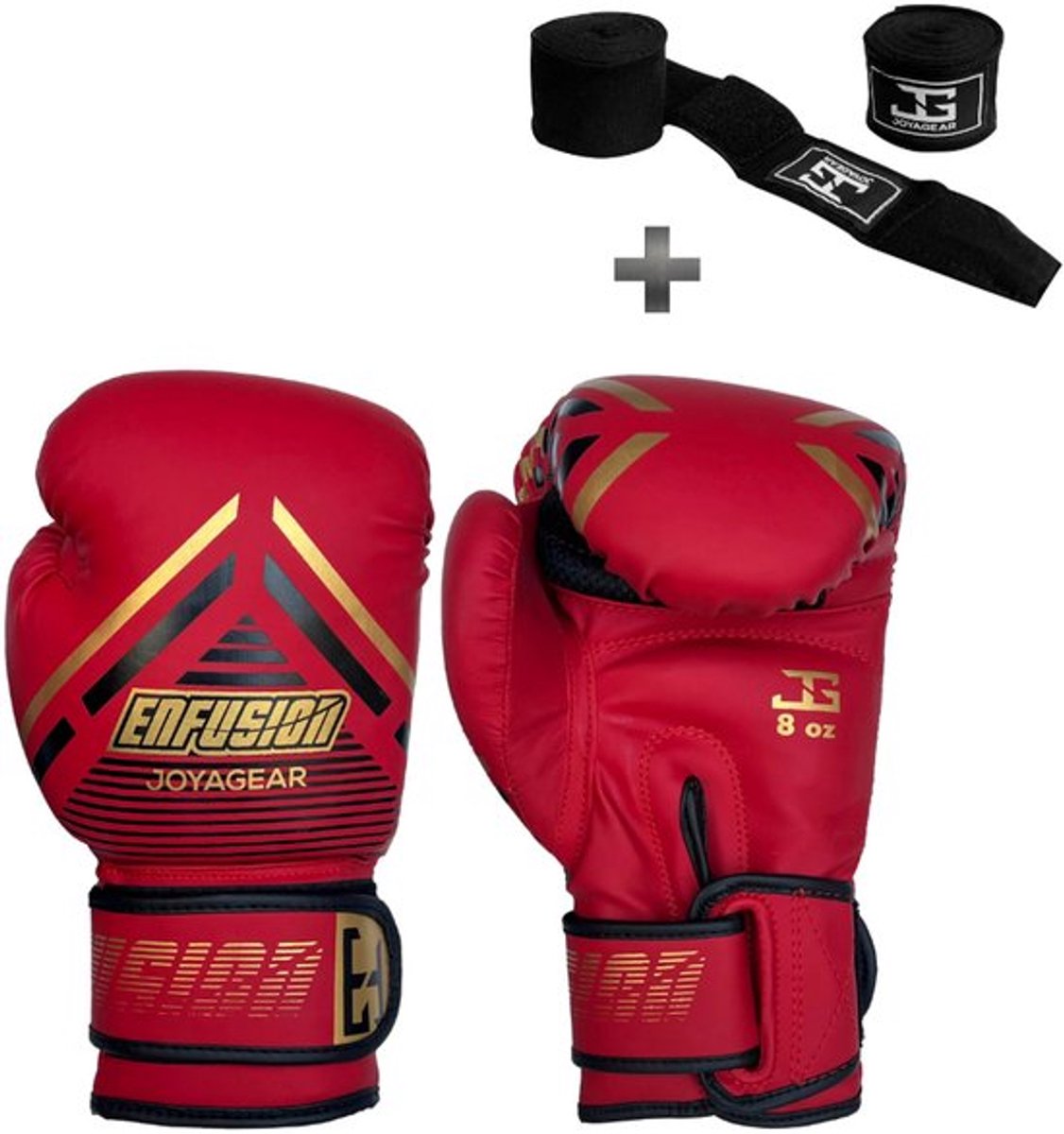Joyagear X Enfusion Junior Bokshandschoenen - 4 oz – Rood – Kinder Bokshandschoenen & Kickbokshandschoenen – Klittenbandsluiting – Speciale Editie