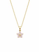 Ketting Meisje- Meisjesketting Bloem- Goudkleurige ketting meisje- Goudkleurig- Ketting met Bloem- Ketting Roze Bloem- Ketting Diamantjes Strass-- Kind- LiLaLove