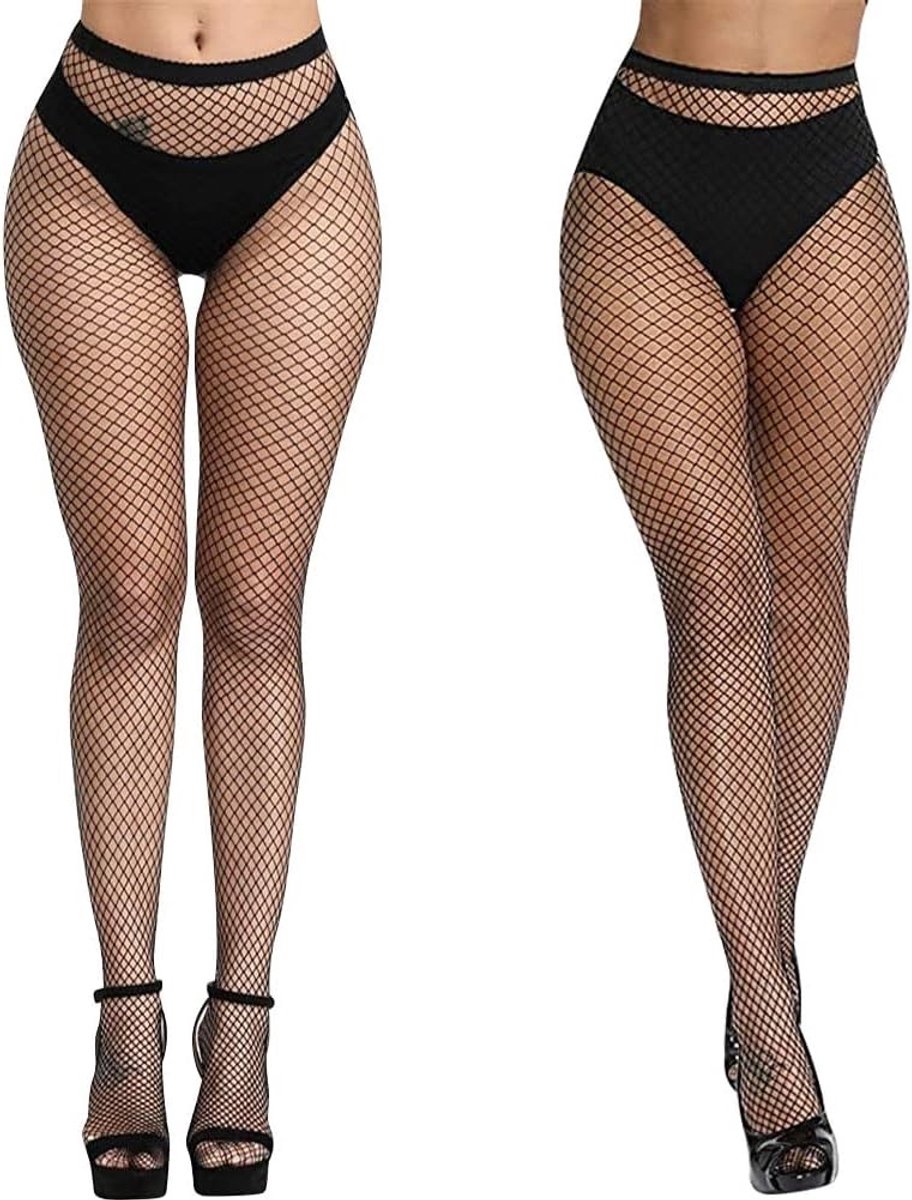 Zwarte Visnet Panty voor Dames, Sexy Fishnet Kousen, Hoge Taille Kousen voor Avondkleding en Feestoutfits