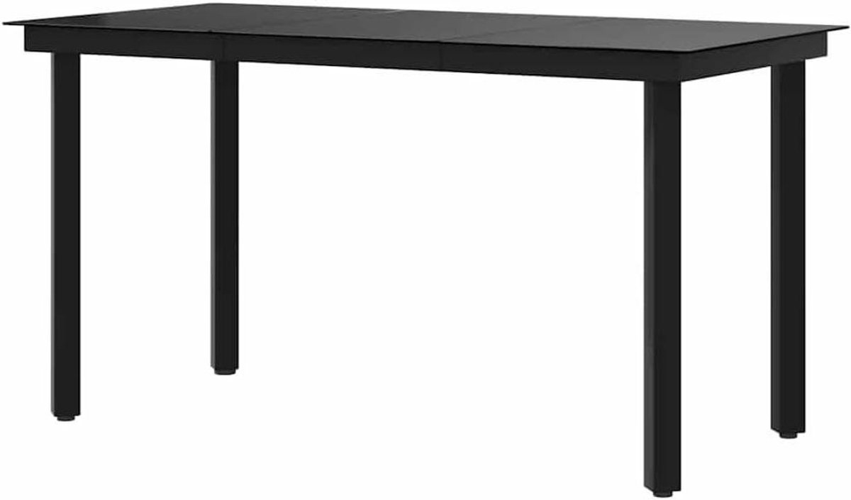 Tuintafel Staal Glas - Eettafel Tuin Balkon - Buiten Dineren - Gepoedercoat Frame - 140 x 70 x 74 cm