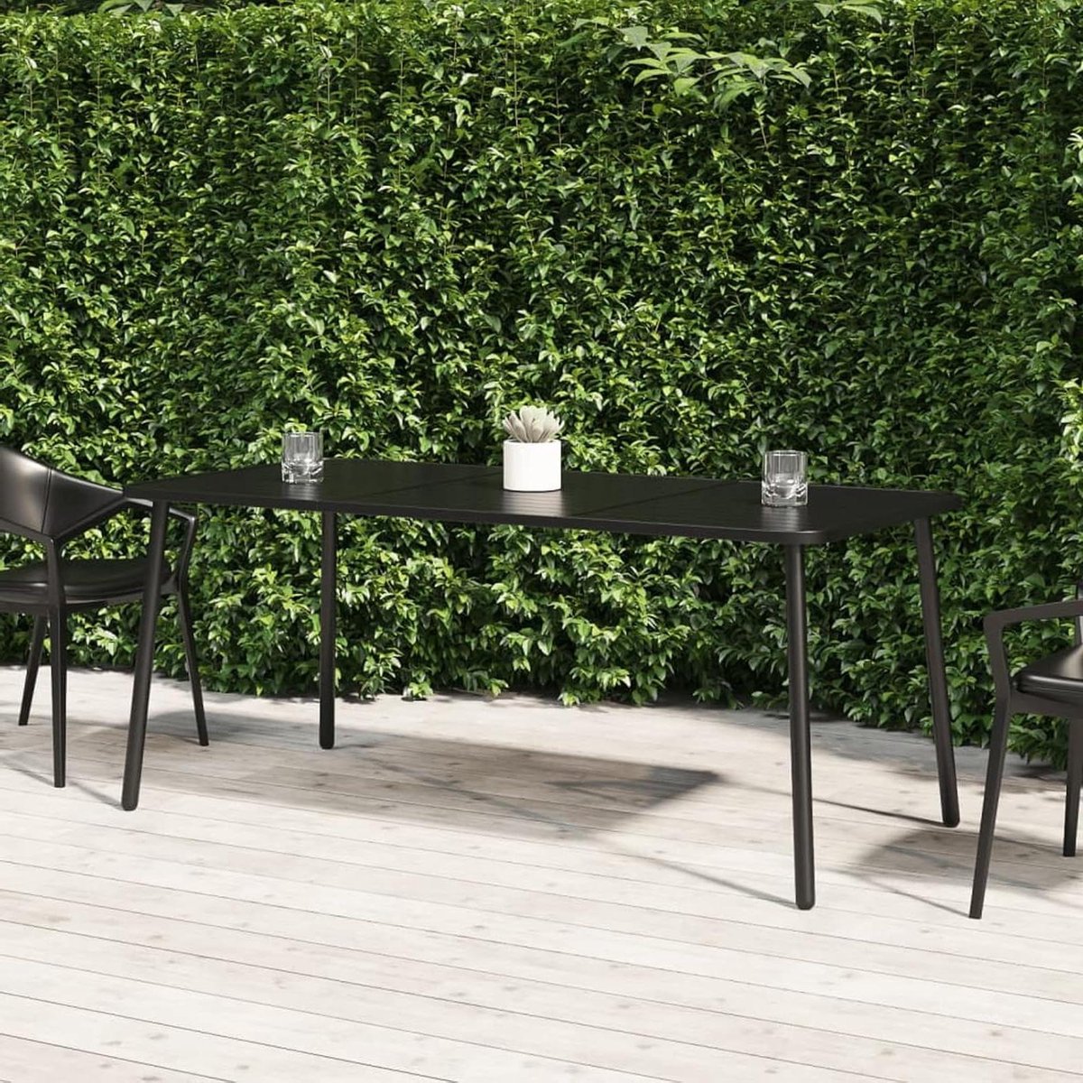 Tuintafel Metaal - Terrastafel Eettafel - Buiten Eten - Lamellen Design - 165 x 80 x 71 cm - Antraciet