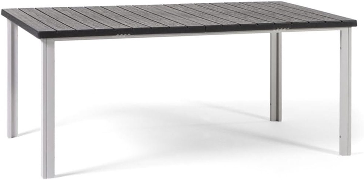 Tuintafel Rechthoekig - Eettafel Buiten - Gezellig Buiten Zitten - Polyethyleen Houtlook - 180x90 cm - Leisteenwit
