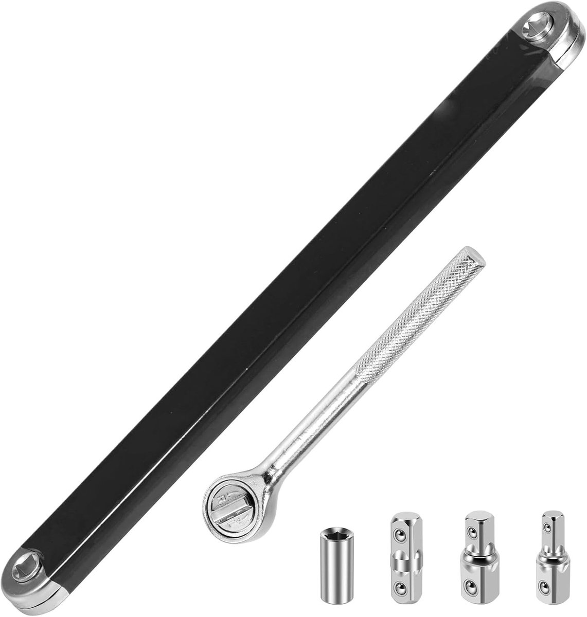 Verlengde Steeksleutel met 1/2", 1/4", 3/8" Aansluiting en Ratchet voor Auto Reparatie, Mechanisch Gereedschap, 39 cm Lang