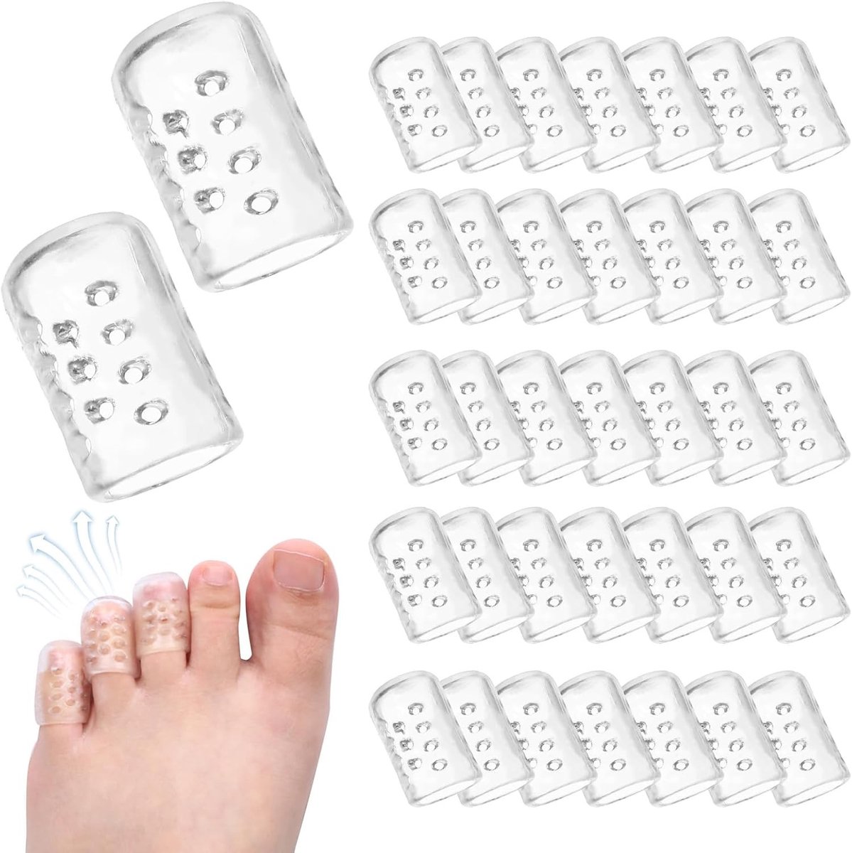 30 Stuks Transparante Siliconen Teenbescherming voor Kleine Teen, Blarenpreventie en Wrijving Vermindering voor Mannen en Vrouwen