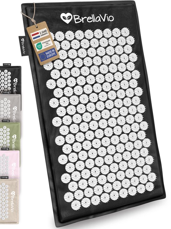 BrellaVio Spijkermat - Zwart - 74x44 cm - Acupressuur Mat - Acupunctuur Spijkerbed - Shakti Massage
