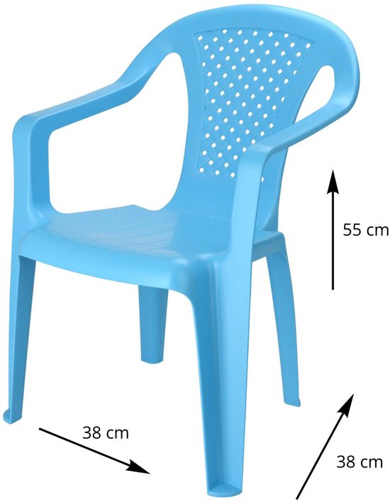 Pro Garden Stoeltjes voor kinderen - 2x - blauw - 38 x 52 cm - voor binnen en buiten - kunststof - voor kinderen van 3 tot 7/8 jaar - stapelbaar van Pro Garden — afbeelding 4