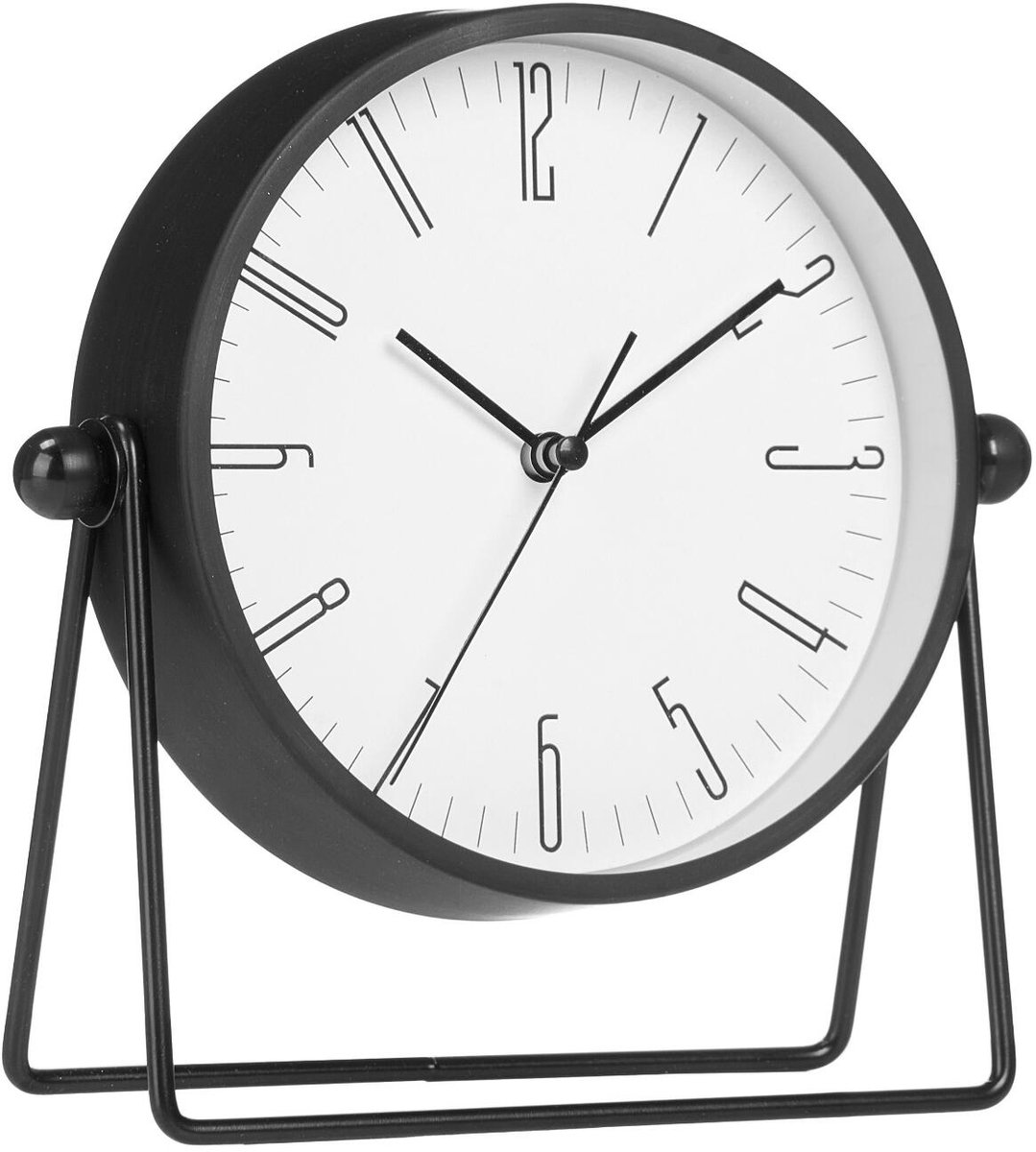 Giftdecor tafelklok station - zwart - D18 cm - metaal - old school/vintage look
