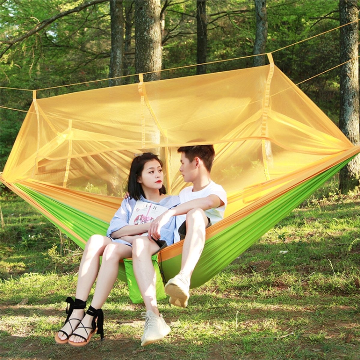 1-2 Persoon Outdoor Klamboe Parachute Hangmat Camping Opknoping Slapen Bed Schommel Draagbare Dubbele Stoel, 260 x 140 cm