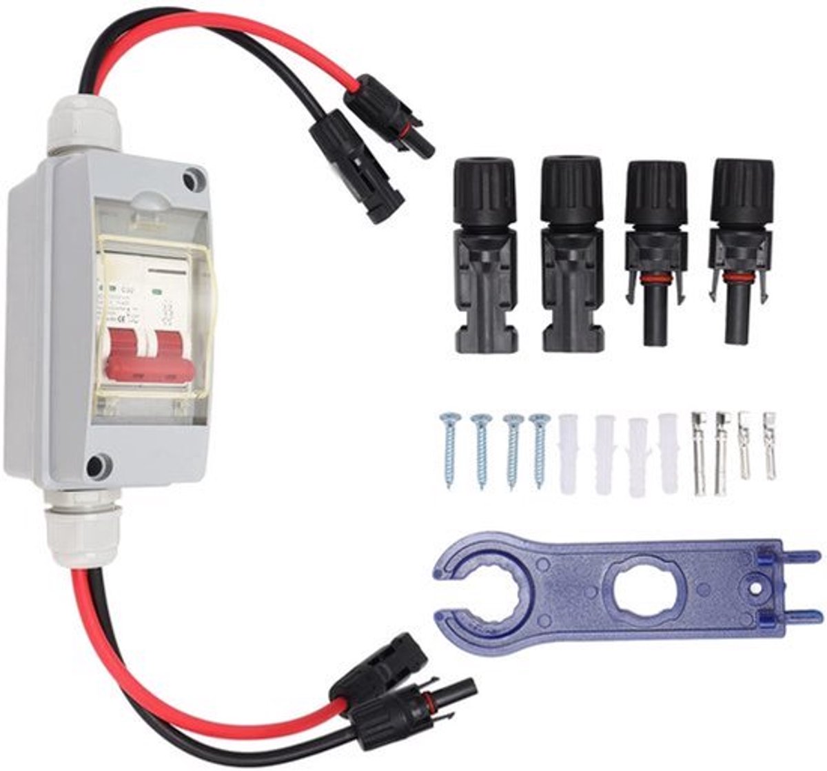 2P MCB Mini Circuit Breaker - DC 500V 32A - Met Kabel en PV Connector