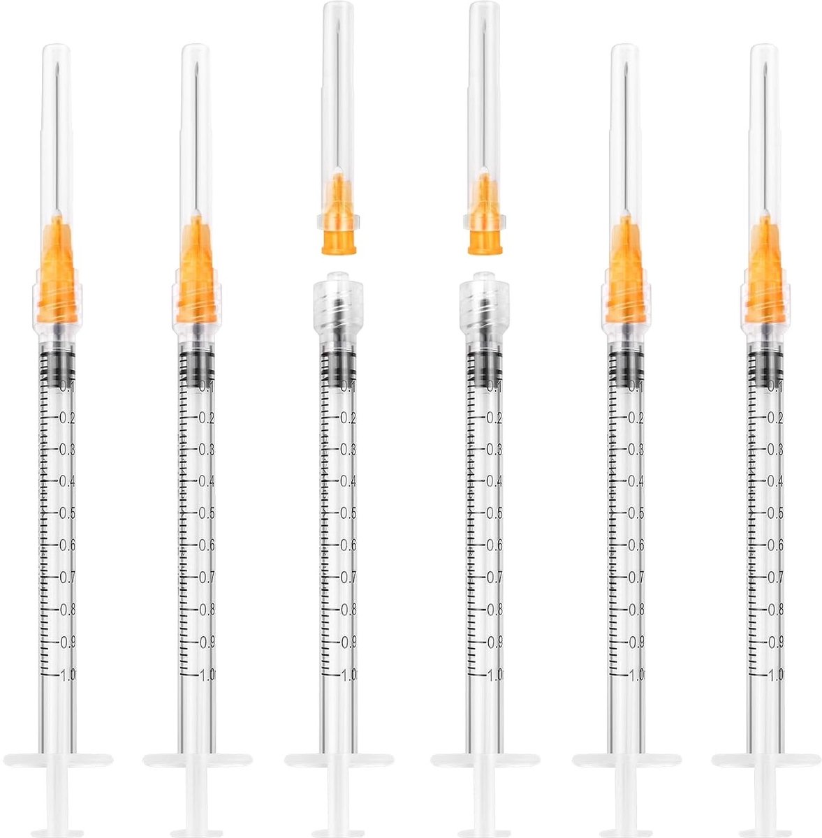 Set van 22 stuks 1 ml spuiten met doppen voor vloeistof, laboratoria en plantenirrigatie, ideaal voor precisietoepassingen en wetenschappelijk gebruik