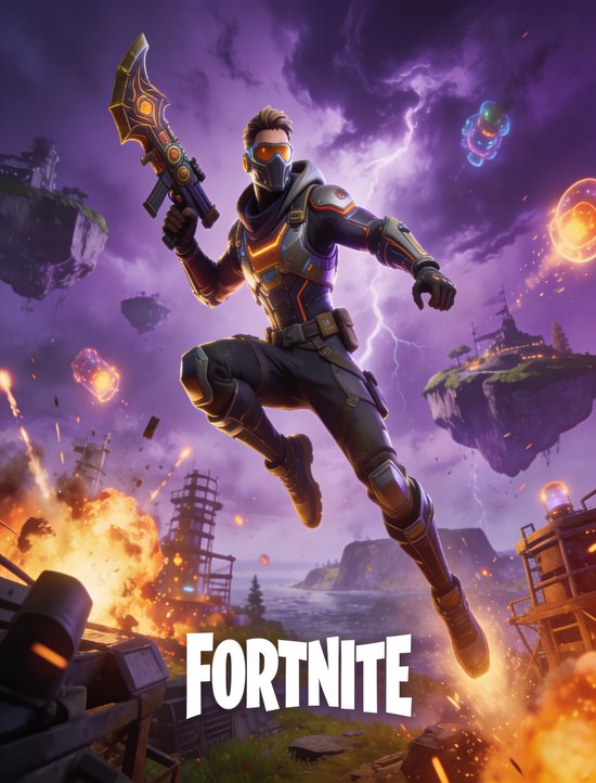 Luxe Metalen Wanddecoratie 30x40 cm –Fortnite - Gameheld - Battle Royale - Metalen Poster 40x30cm