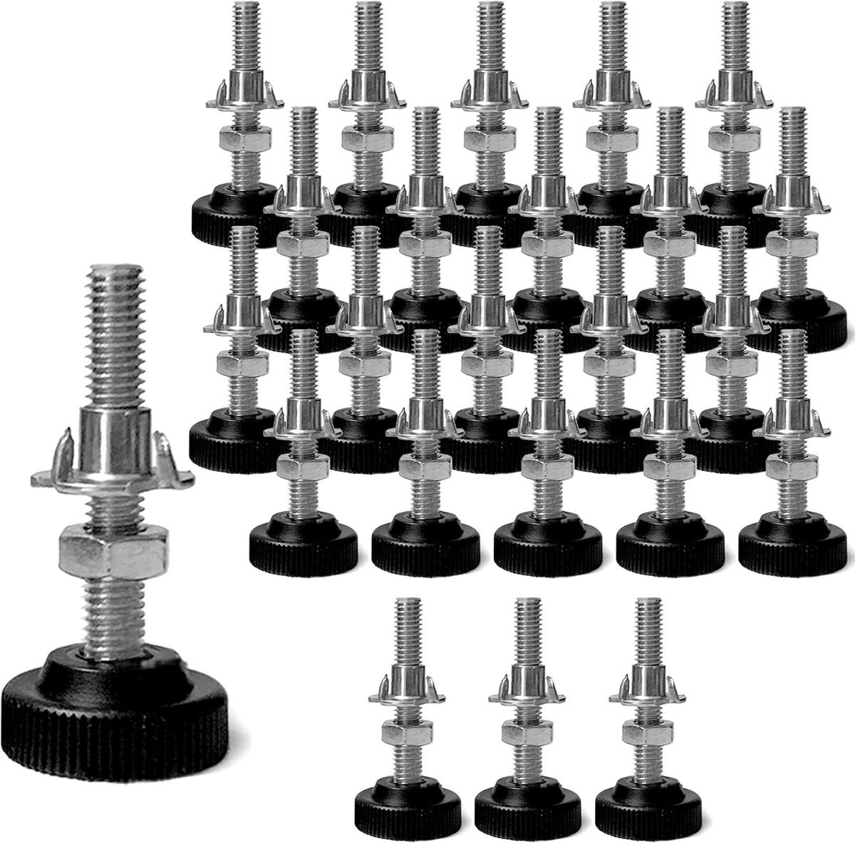 Verstelbare Meubelpoten 24 Stuks M8 x 50mm, Antislip Vloerbescherming en Niveauer voor Thuis, Kantoor en Garage