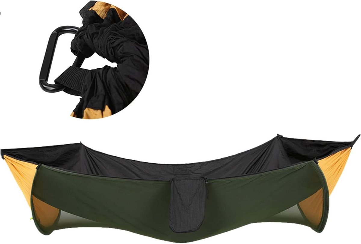 Muggennet Hangmat - Kampeerhangmat Outdoor - Insectenvrij Ontspannen - Automatisch Snel Open - 290x140cm - Oranje