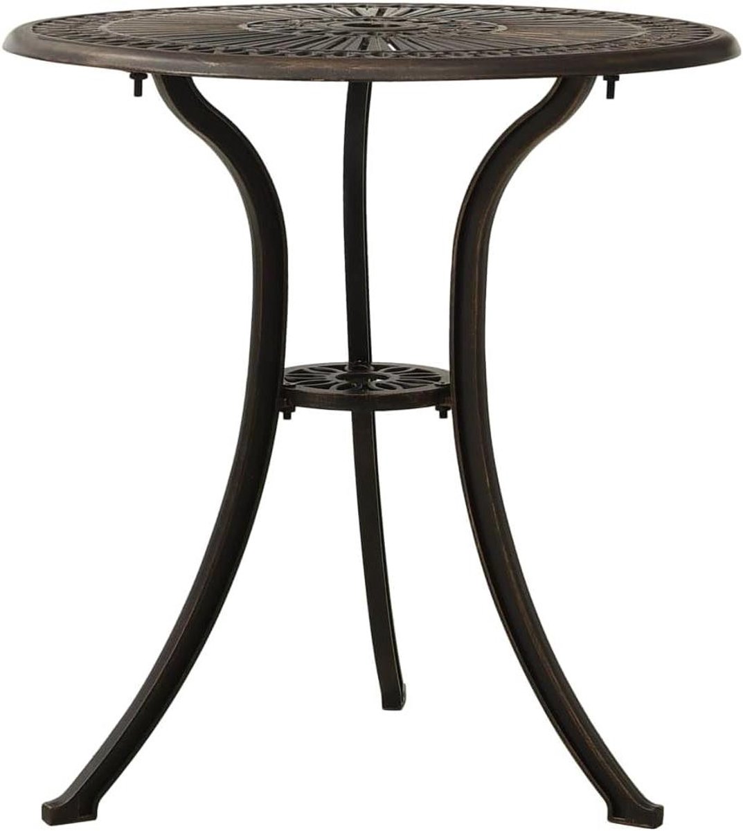 Tuintafel Brons - Terrastafel Rond - Buiten Zitten - Met Paraplugat - 62x65 cm - Brons