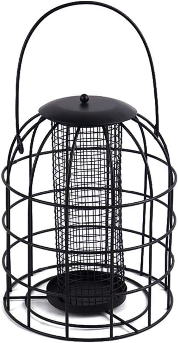 Hangende Voederhouder voor Vogels met Dak, Voedingskolom voor Wildvogels 18 x 18 x 28,5 cm, Ideaal voor Tuin en Balkon