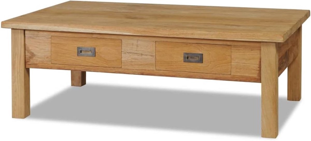 Salontafel Teak - Banktafel Bijzettafel - Woonkamer Gebruik - Massief Hout Koloniale Stijl - 100 x 60 x 35 cm