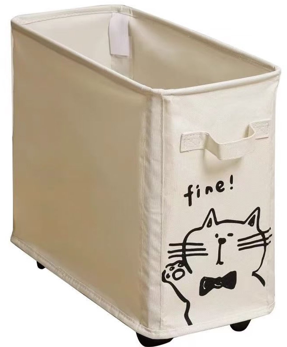 Wasmand - Wasmand met wielen - opvouwbare wasmand - Wasbox - Wasmand badkamer -Opbergmand - Wassorteerder - Kunststof Wasbox - Wasmand voor Badkamer, Slaapkamer, Wasruimte - 35 x 20x 40 cm - Crèmewit