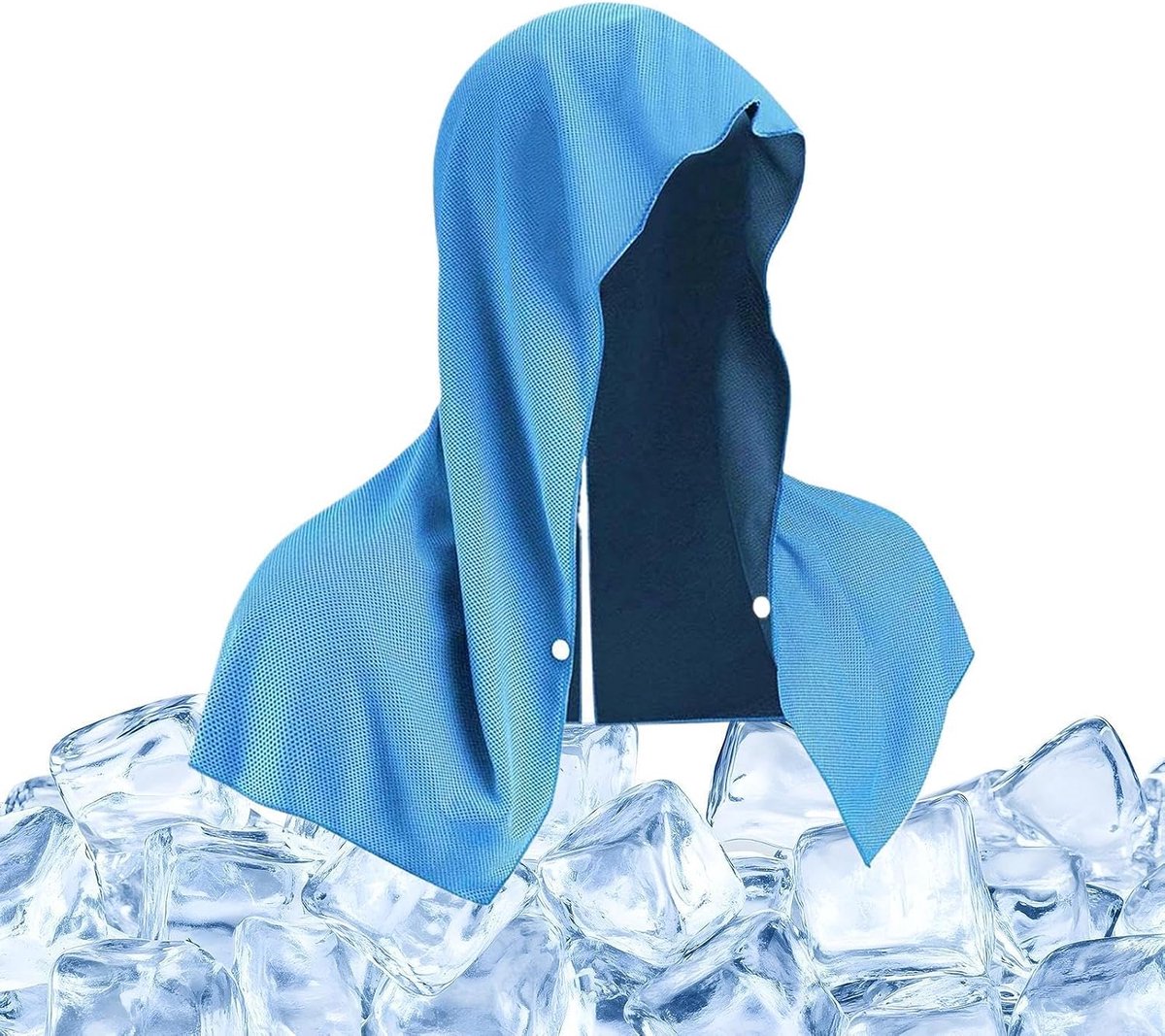Sander Shop Koelende Hoodie Handdoek Microvezel Snel Drogende Hoodie Verkoelende Nekwraps Met Opbergtas Voor Zomer Reizen Boot Sportschool Fitness Hardlopen Wandelen School Blauw