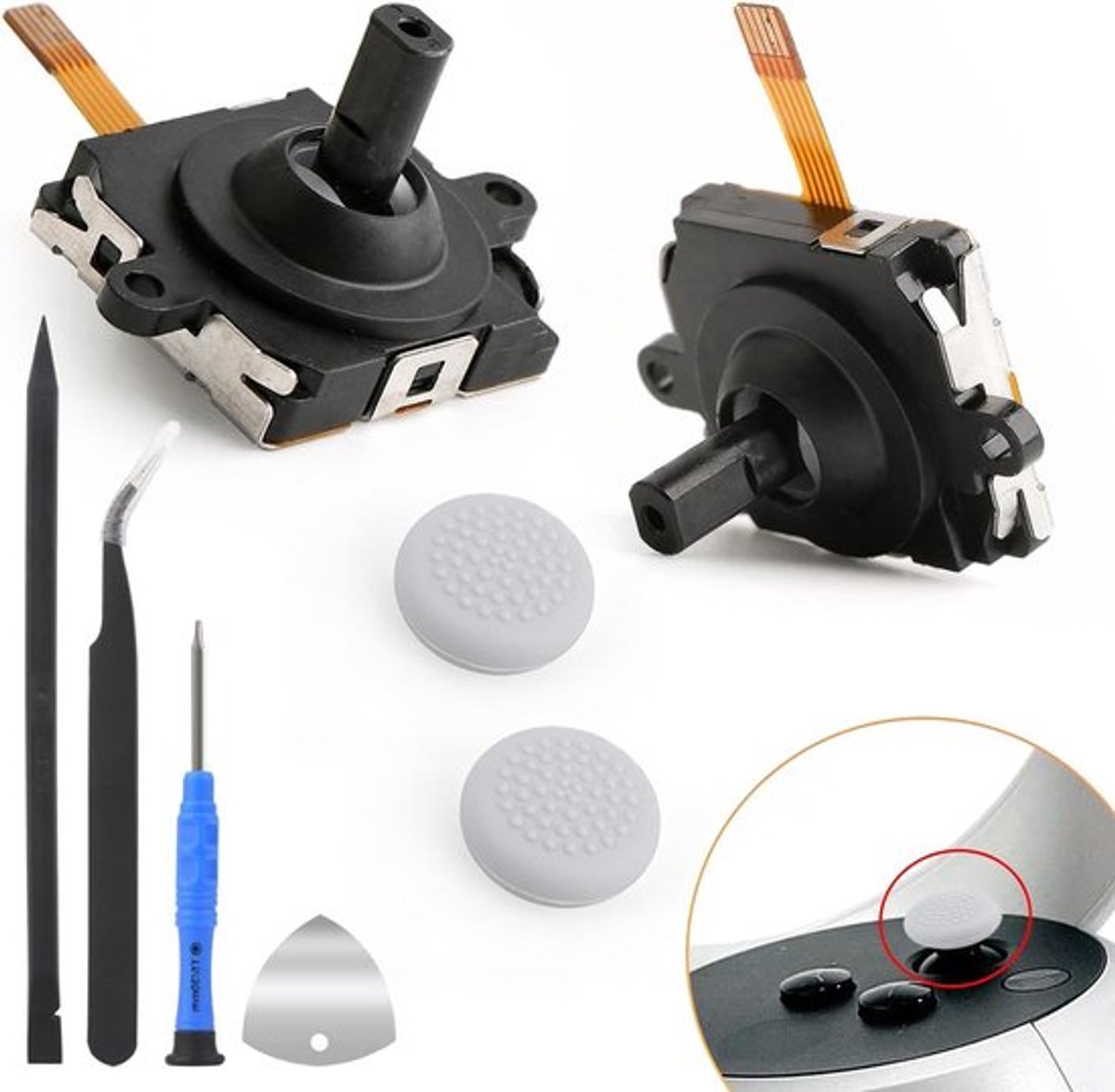 2 stuks Vervangende Joysticks voor Oculus Quest 2 Controller - 3D Analoge Thumbsticks - Drift Reparatie Accessoires met Gereedschap
