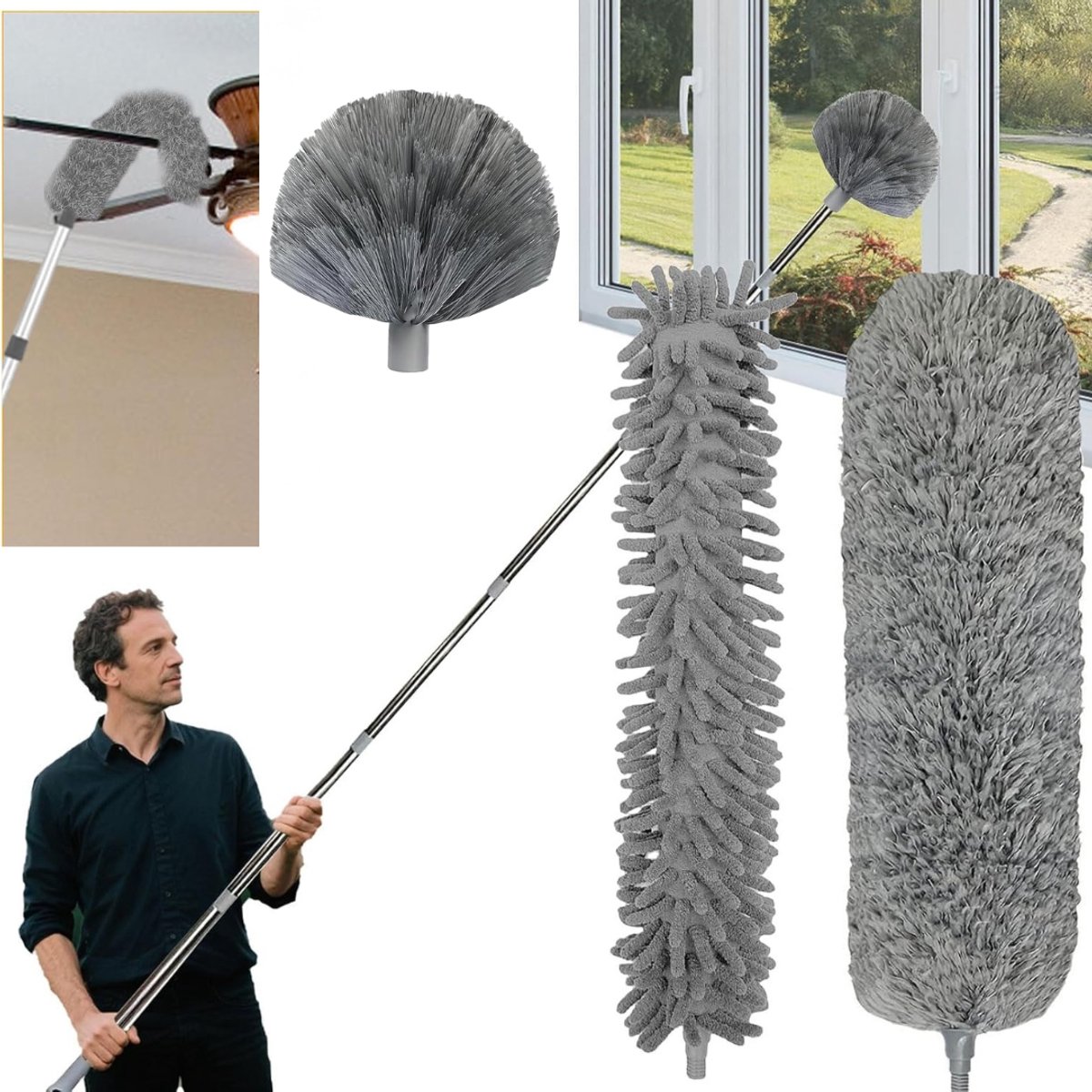 CLVP® Telescopische Plumeau - Ragebol – Uitschuifbaar - Grijs