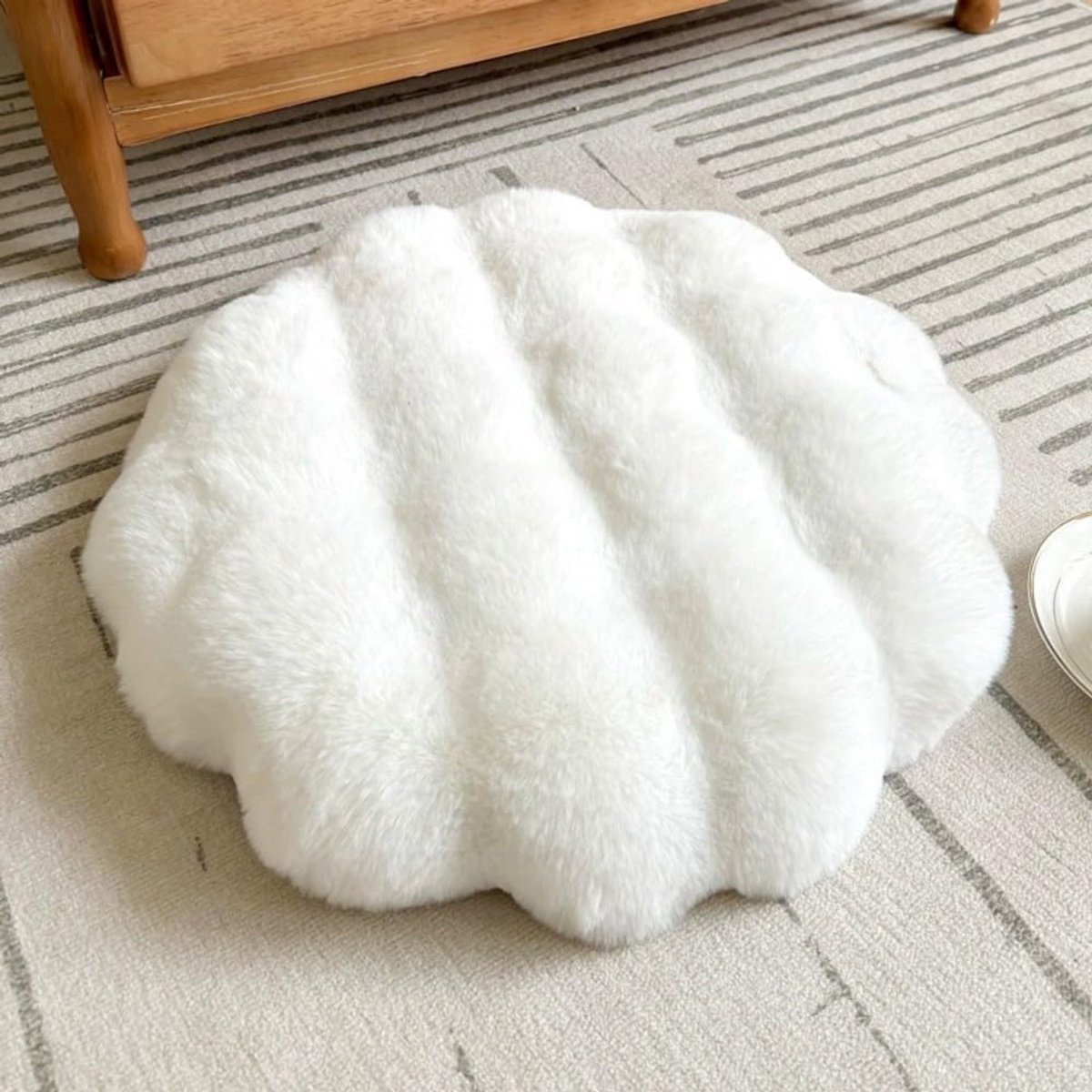 Ronde stoelkussen, pluche stoelkussen, traagschuim zitkussen, Bubble Rabbit pluche zitkussen, geschikt voor thuis, op kantoor, in de keuken en op eetkamerstoelen (wit, 40 cm)
