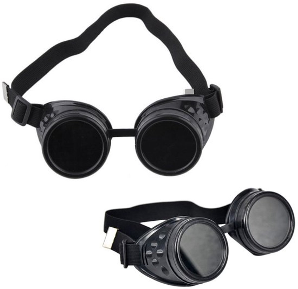 Steampunk Zonnebrillen, Vintage Brillen, Motorfiets Brillen, Cosplay Brillen (Zwart)