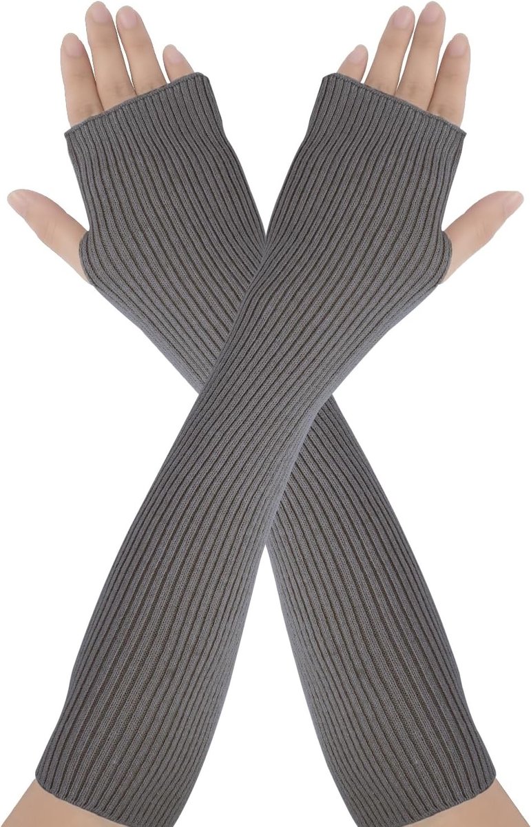 2 Stuks Vingerloze Dameshandschoenen, Thermische Armwarmers, Gebreide Polswarmers voor Koude Dagen