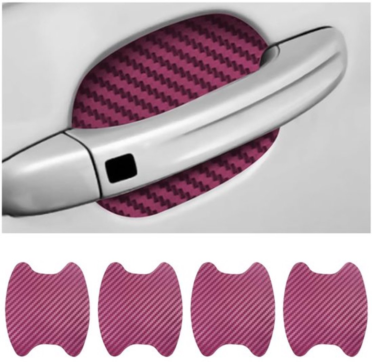 4 stuks autodeurklinkbeschermer, universele koolstofvezel anti-kras autodeurklink beschermfolie, autodeur zijverf cover guard stickers geschikt voor de meeste autohandgrepen (wijnrood)