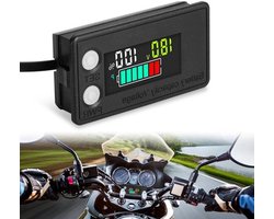 Houder IPX7 waterdichte accu-monitor met spanningsweergave 12V, 24V, 36V, 48V, 60V en 72V – accu-capaciteitsmonitor met temperatuursensor en alarm voor campers, auto's, golfkarren, boten en motorfietsen