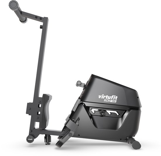 Zwarte VirtuFit ROW100 roeitrainer met display en handgreep.