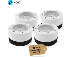 KOJY Wasmachine dempers - Wasmachine Verhoger - Stapelbaar - geschikt voor wasmachine en wasdroger - wit/zwart