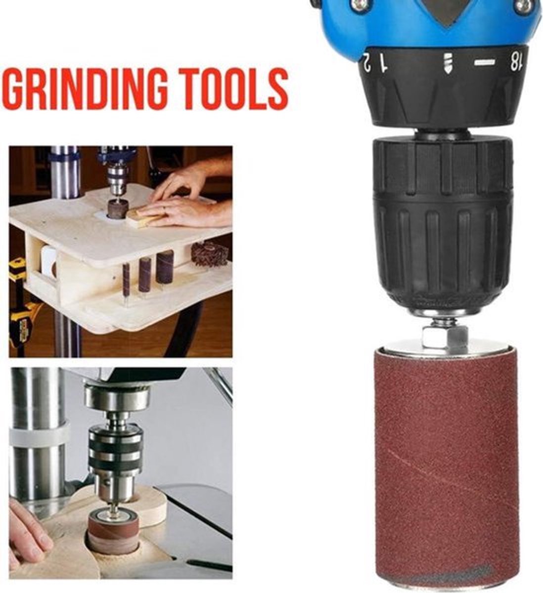 Schuurdrumset - 20-delige spindelschuurtool met koffer voor boormachines