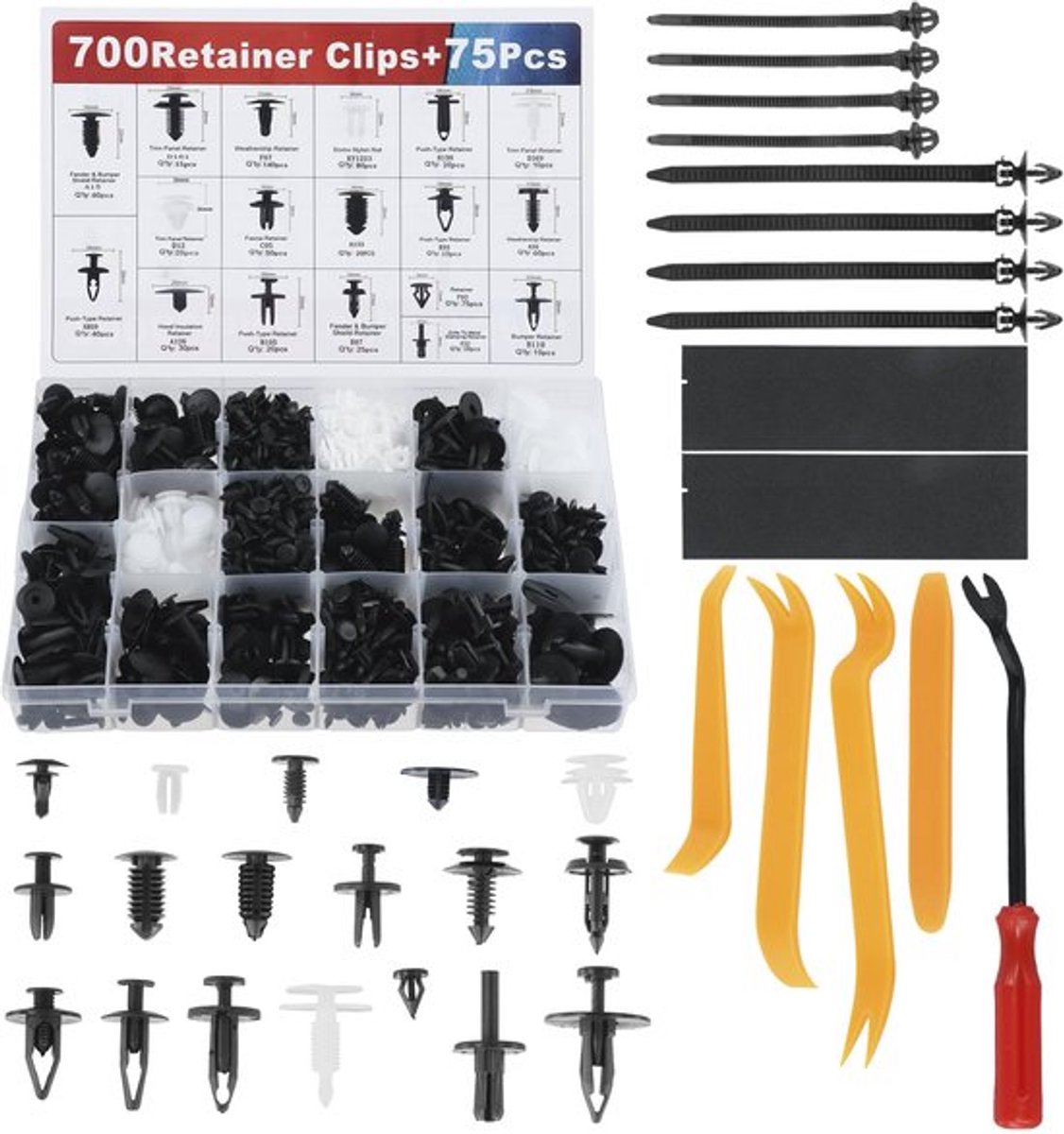 ® 775 Stuks auto bevestigingsclips, universele kunststof clipset met bevestigingsverwijderaar en accessoires, voor de meeste auto's
