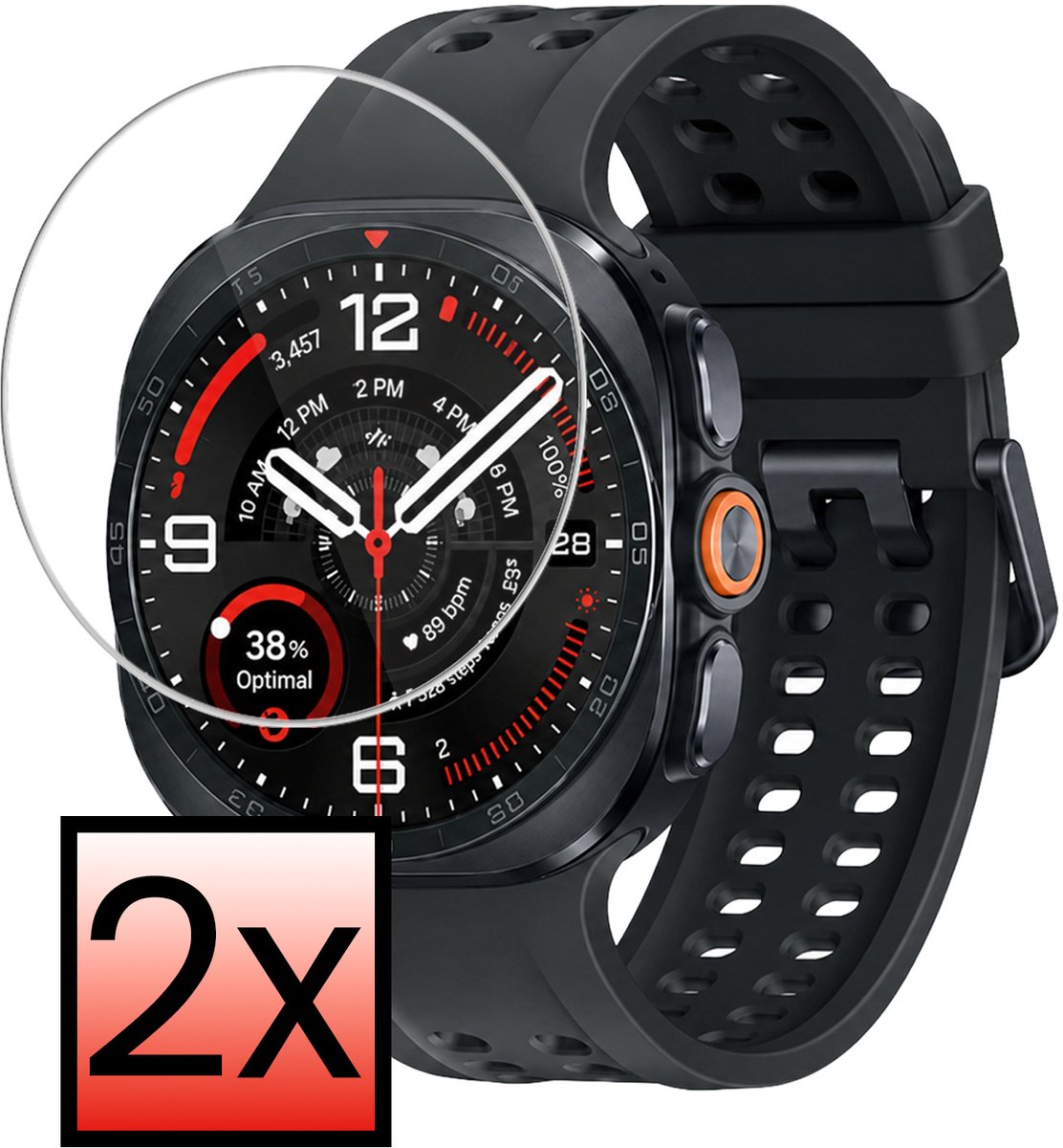 Screenprotector - 2 Stuks - Geschikt voor Samsung Watch Ultra 2 - Extra Sterk - Tempered Glass - Gehard Glas - Beschermglas Screen Cover - Bescherm Protector voor Smartwatch