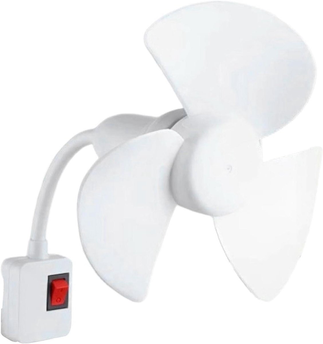 Stopcontact Ventilator - Stekker Ventilator - Ruimte Koelen - Flexibele Hals - 14x14x8 cm - Wit