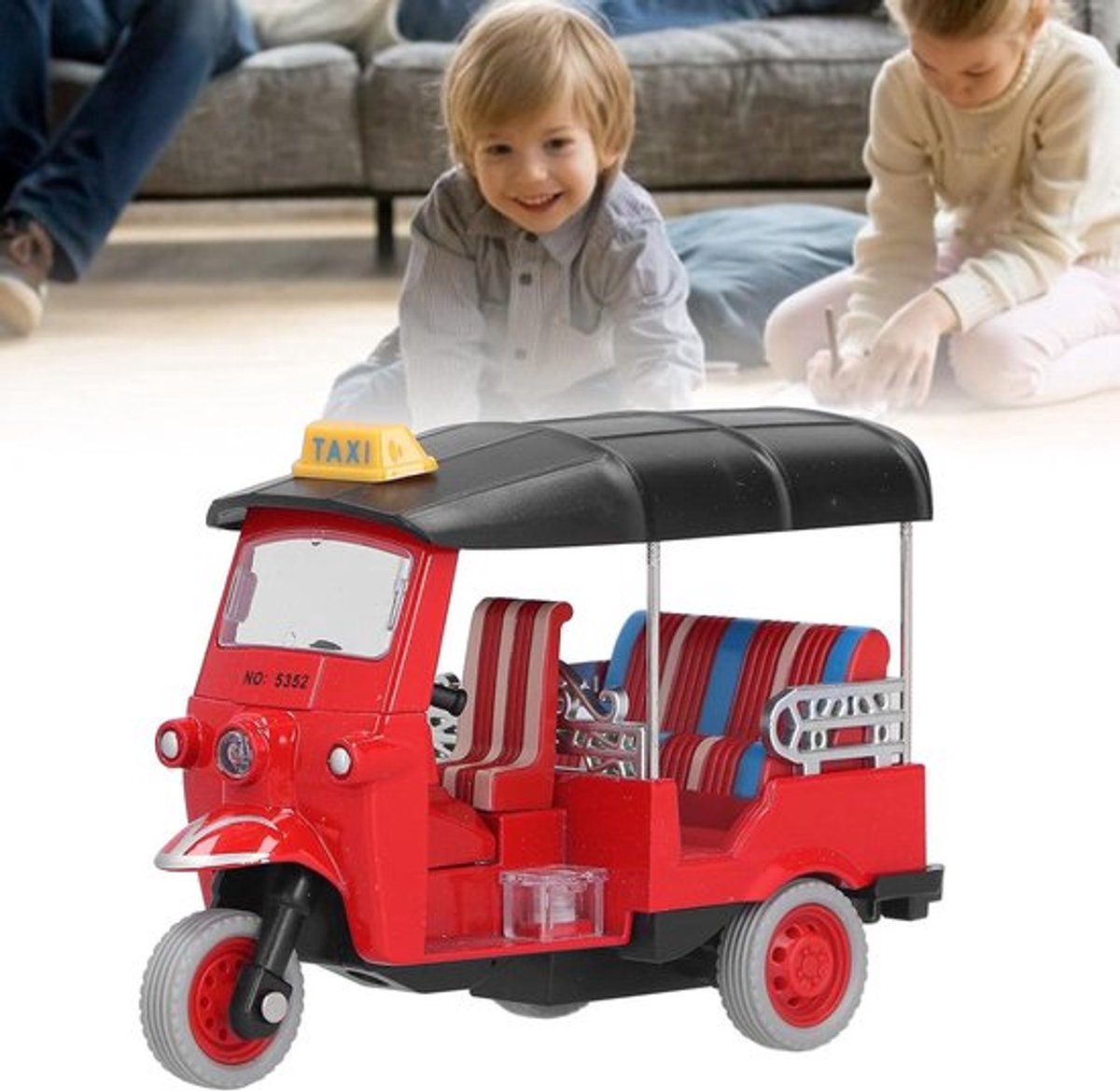 aladdien - Thais Driewieler - Speelgoed voor Kinderen - Rood - Simulatie Voertuig - Educatief Speelgoed - Geschikt voor Peuters - Tuk Tuk Model