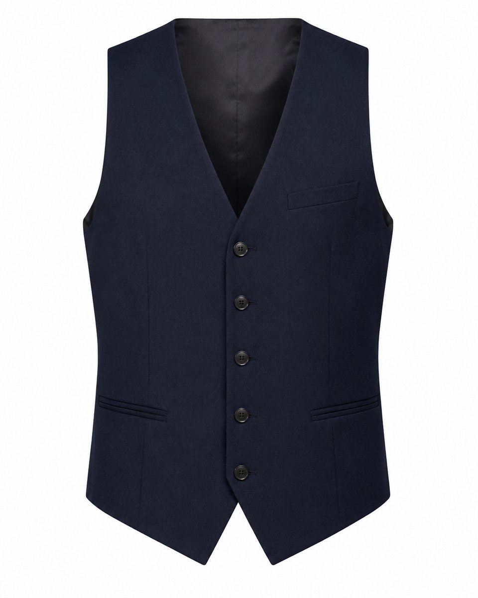 Greiff Heren Gilet Donkerblauw Maat 48 – Zakelijk Slim Fit Kostuumvest