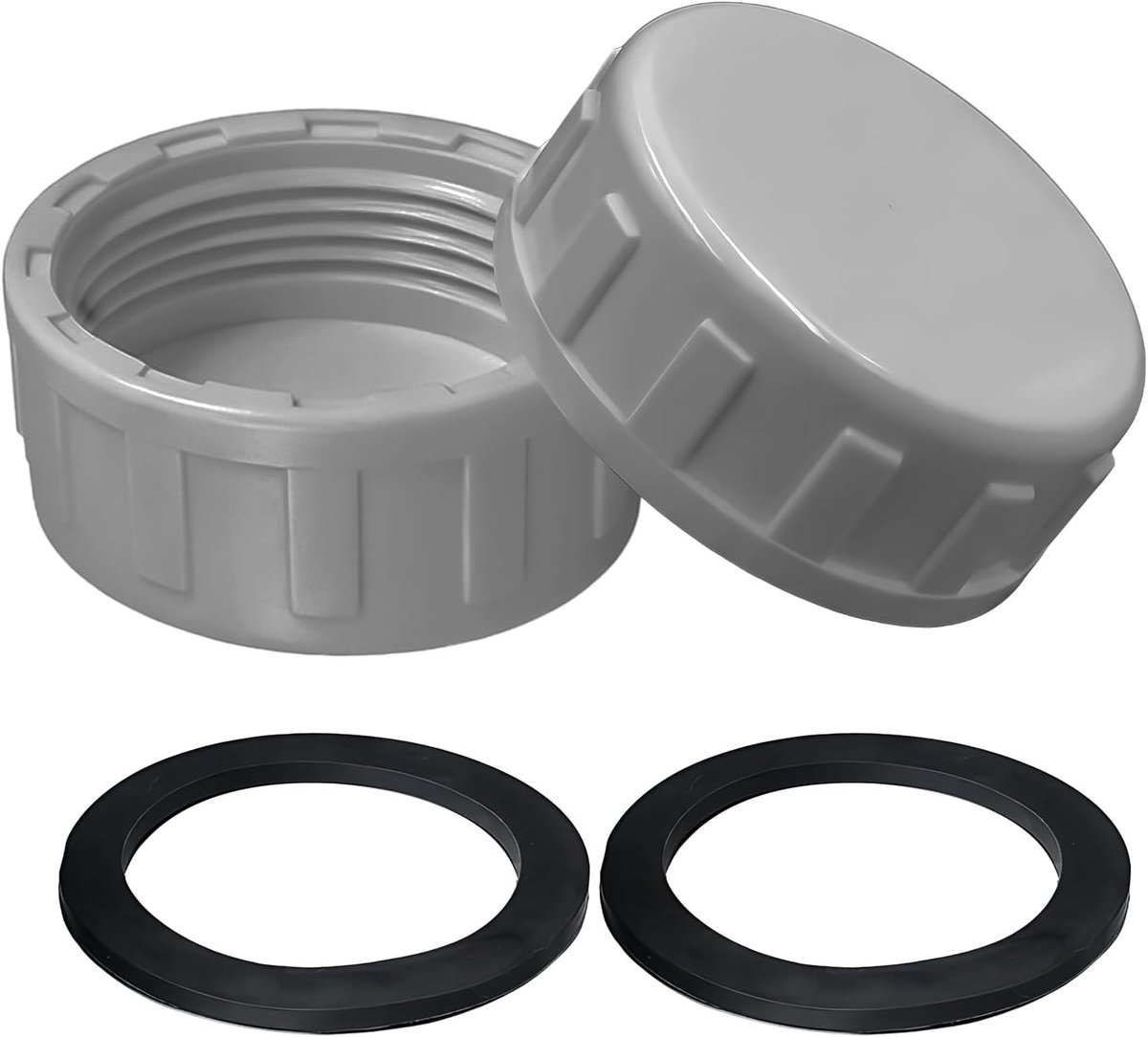 Deksel met Afsluitring, Vrouwelijke Draadafsluitkap, Lekvrije Afvoerplug voor Wasmachine en Keukenafvoer, 50mm, Grijs - Perfect voor Sanitair en Afvoersystemen