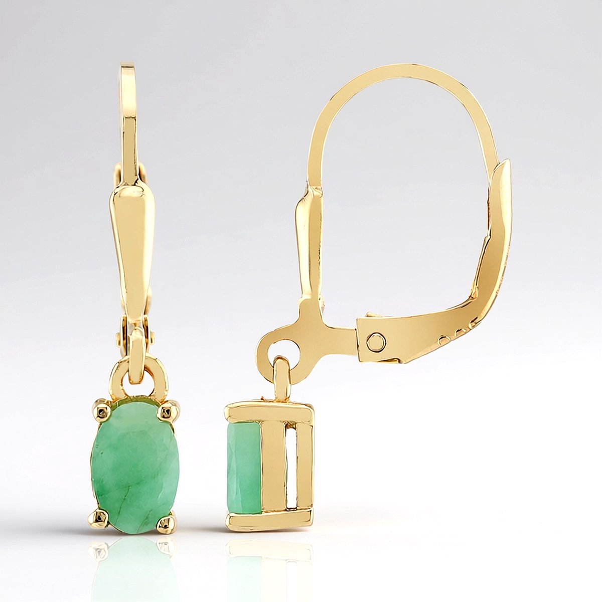 Cavill - 925 Sterling Zilveren Oorbellen met Braziliaanse Ovale Smaragden 0,72 ct - Verguld - Elegante Oorbellen met Groene Edelsteen
